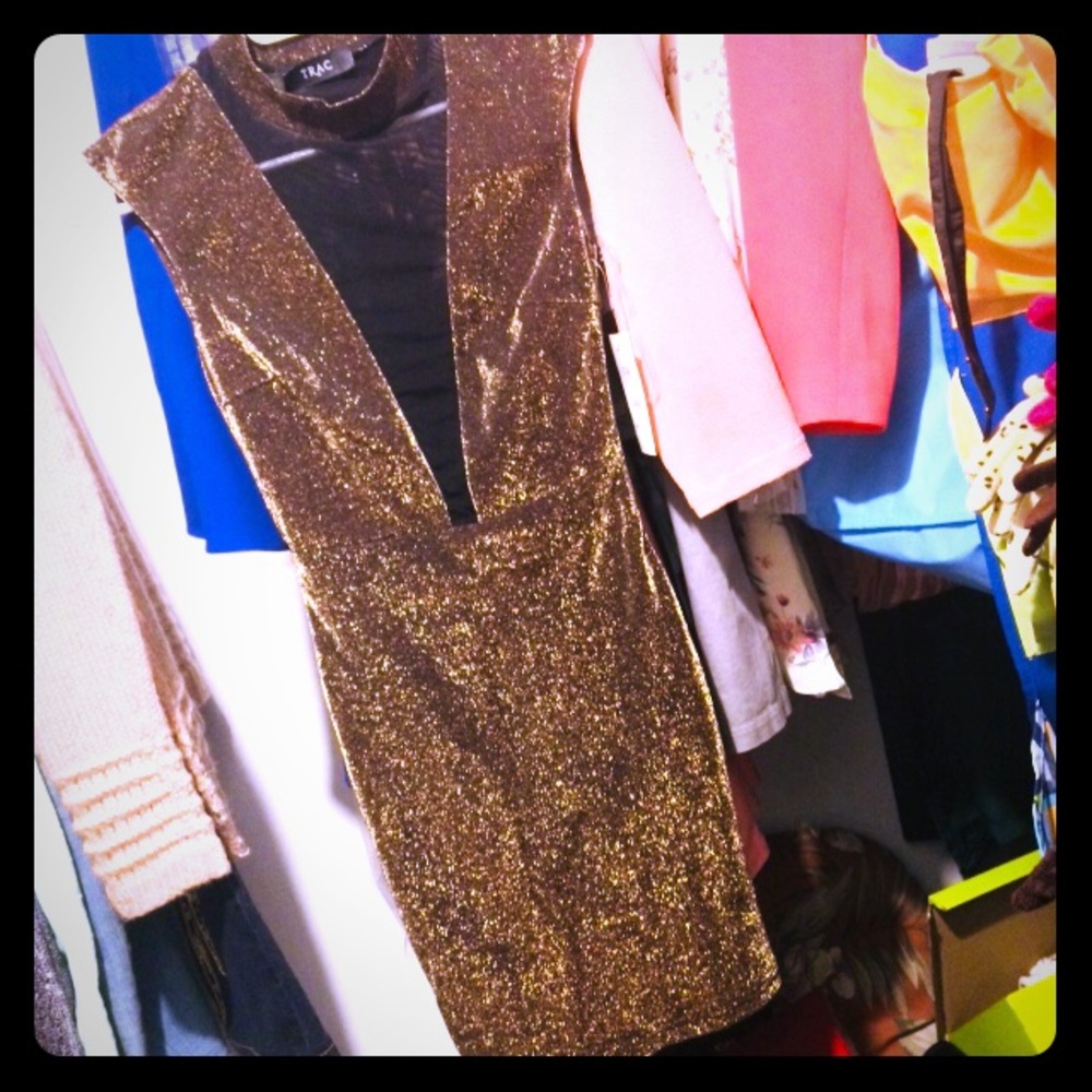 NWT Sexy NYE/Birthday Gold w/Black Mesh Dress 🔥